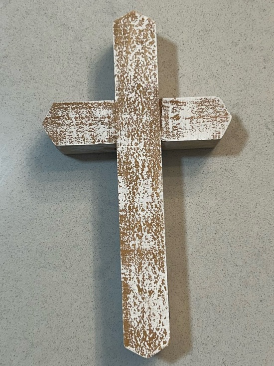 Collins Other - Collins Rustic Distressed Wooden Wall Cross - White & Natural